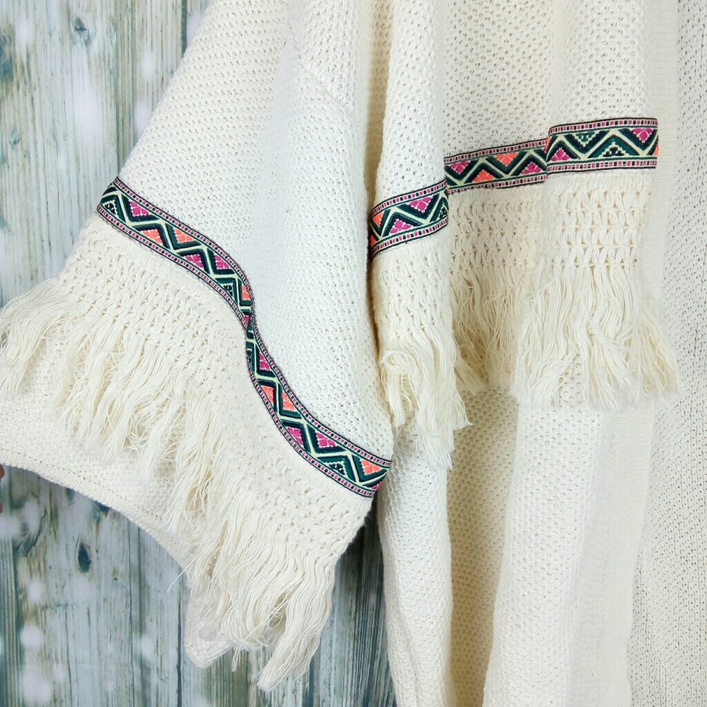 H&M Coachella Open Knit Cardigan Cream And Pink Large
